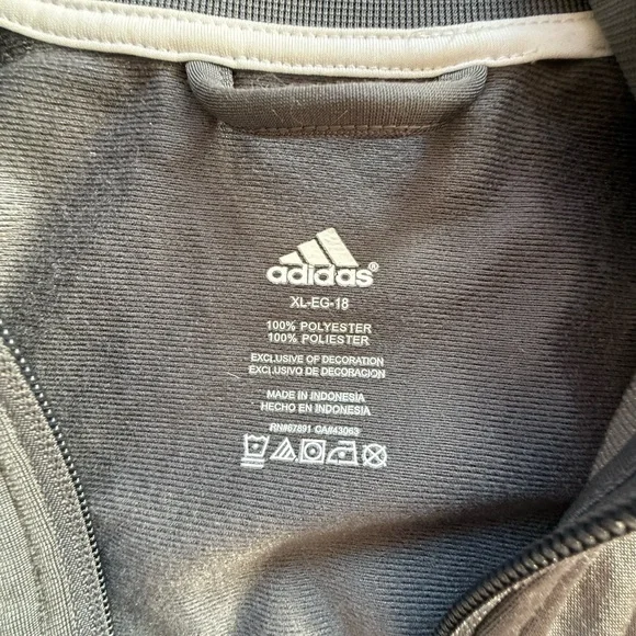 Adidas Charcoal Jacket with White Stripes - Picture 5 of 7